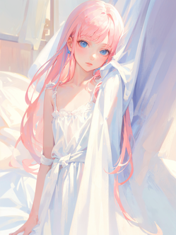 カーテンを着る少女