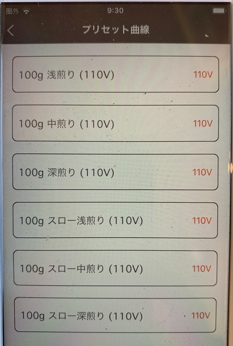 Sandbox焙煎度メニュー