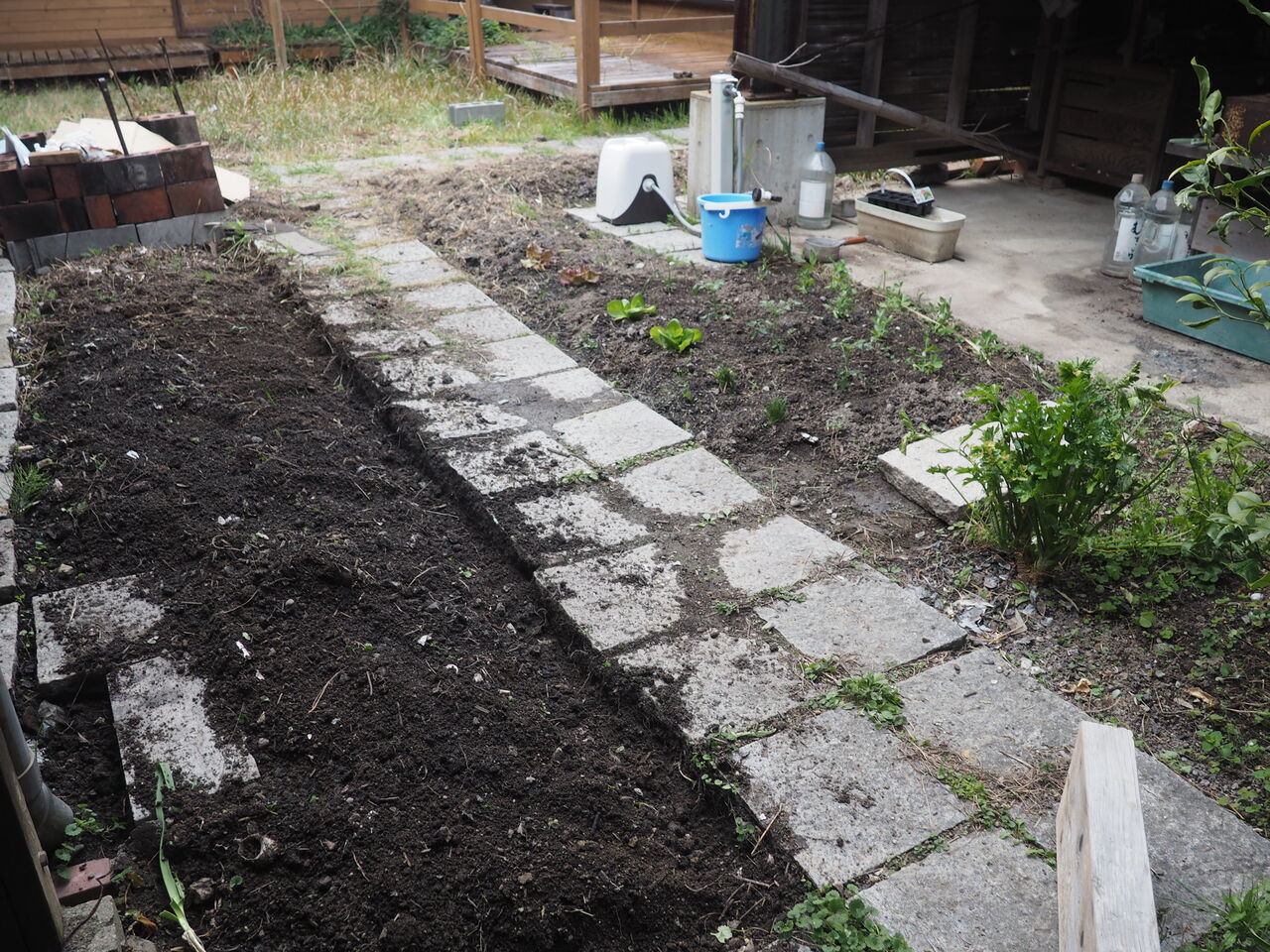 庭の畑は 今 ログハウスに住み 料理 野菜 家具作り