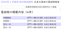 2000年京都府 船井郡瑞穂町 水呑久保田の電話帳