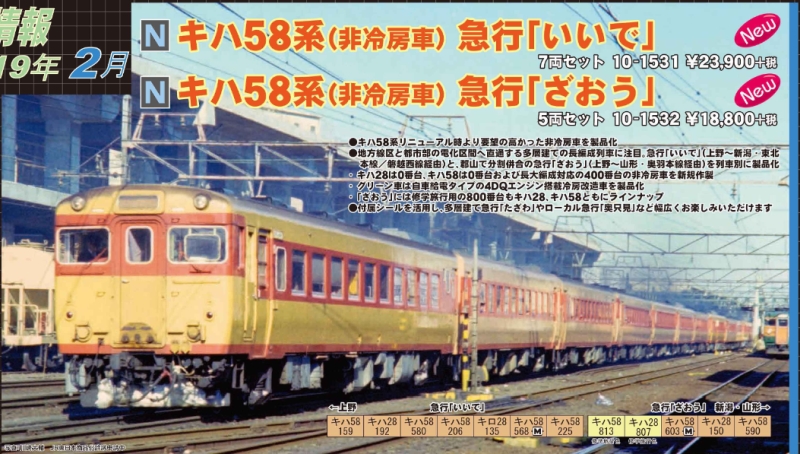 【美品】 キハ58系 キハ28 前期型 非冷房（M） 2019年製 天賞堂 [56713] キハ58系気動車 寒地型・非冷房 基本2輌セット