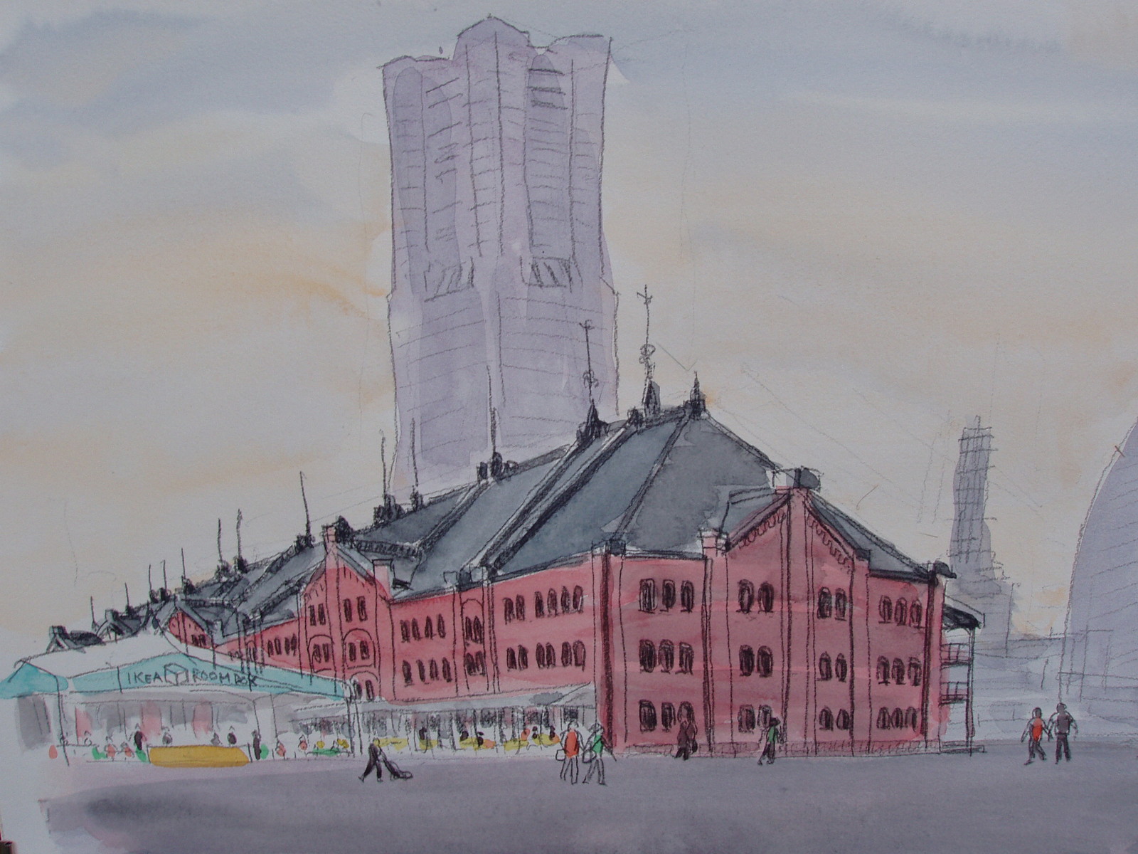 横浜みなとみらい風景スケッチ : カズヨシのアトリエ