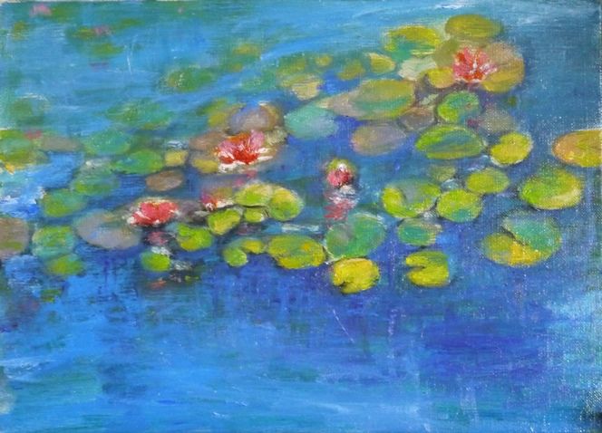 モネの睡蓮？ & 水彩画練習中 & 夕焼け : 癒せる絵を求めて （海庵）