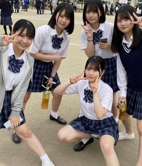 【画像】 文化祭JKさん、パ〇チラ状態をSNSにアップしてしまう????