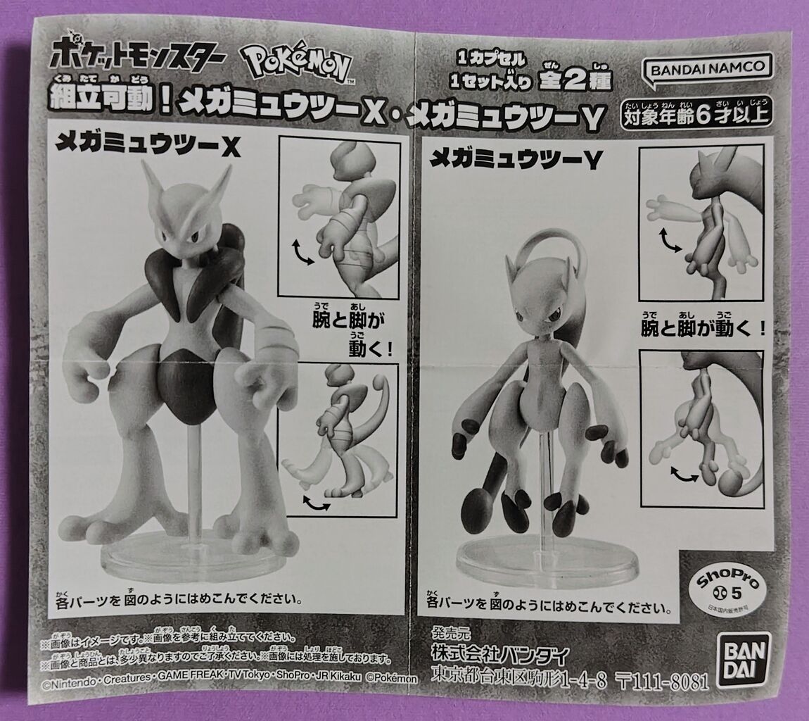 800円ガチャ】ポケットモンスター 組立可動！メガミュウツーX・メガ