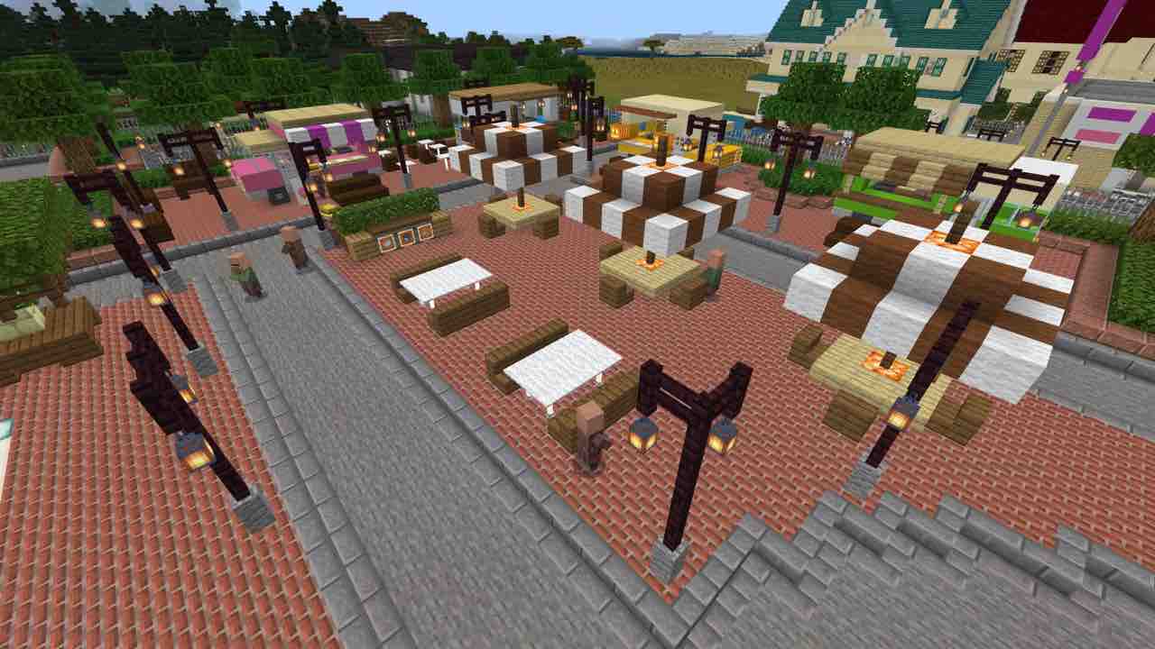 キッチンカーと広場 マイクラ夫婦の婦のほうが我が町を記録する