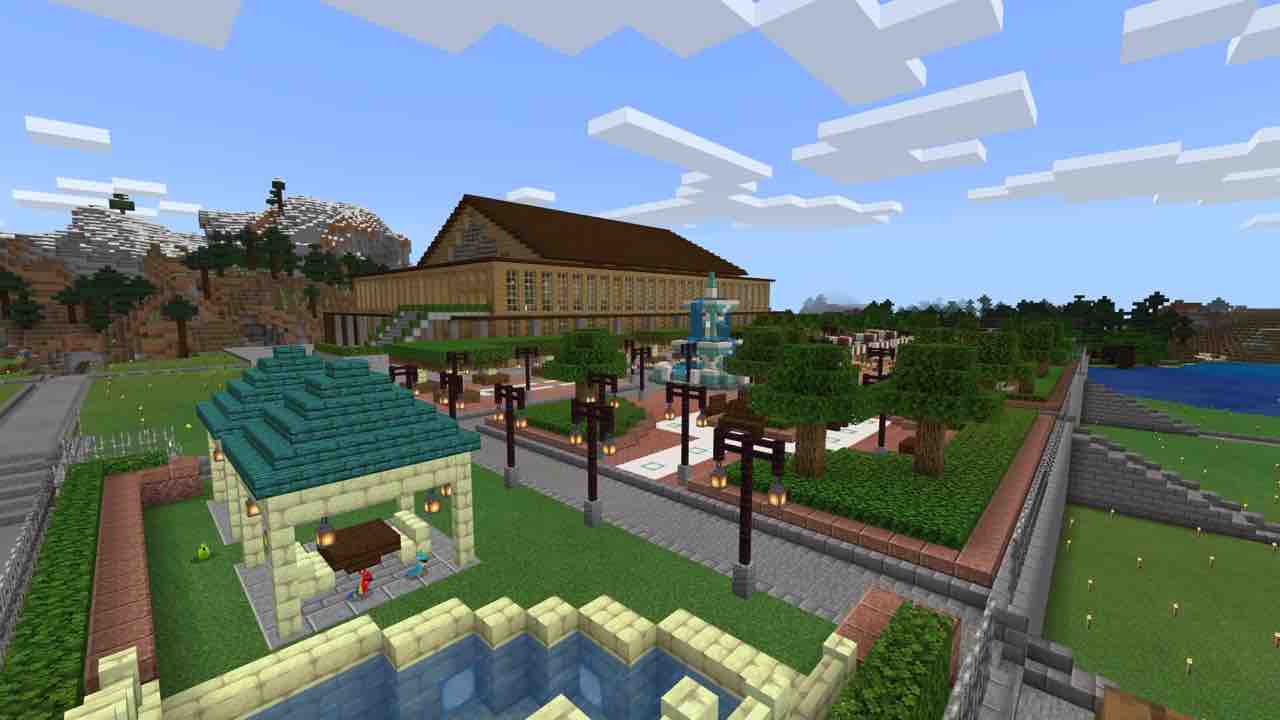 キッチンカーと広場 マイクラ夫婦の婦のほうが我が町を記録する