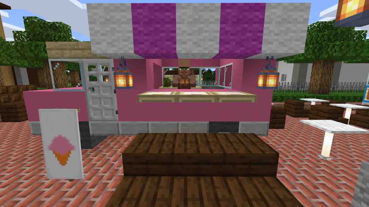 キッチンカーと広場 マイクラ夫婦の婦のほうが我が町を記録する