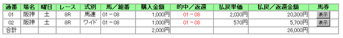 阪神8R馬連PAT
