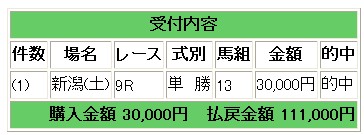 新潟(土)9レース