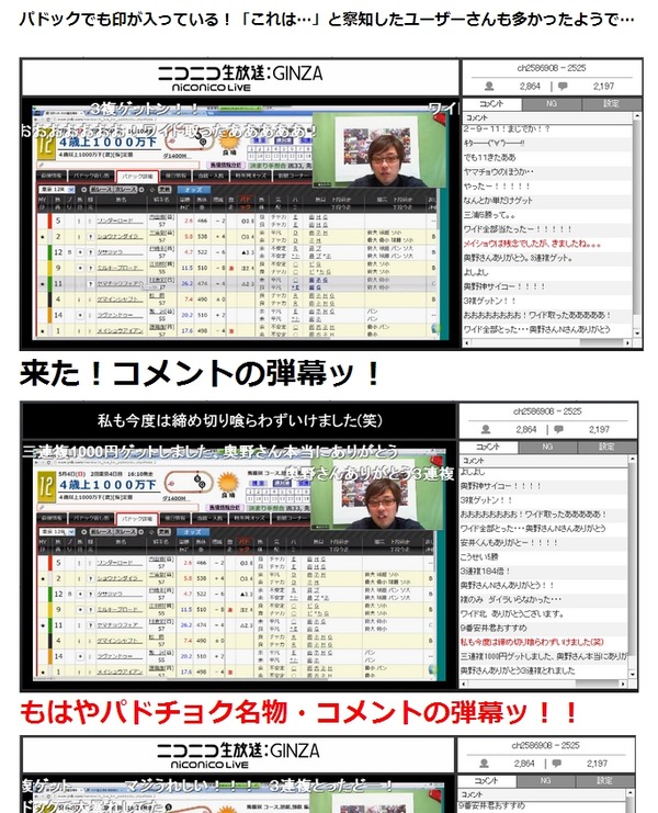 パドチョク的中報告画面