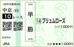 馬券_0127中京１０Rplaceハズ