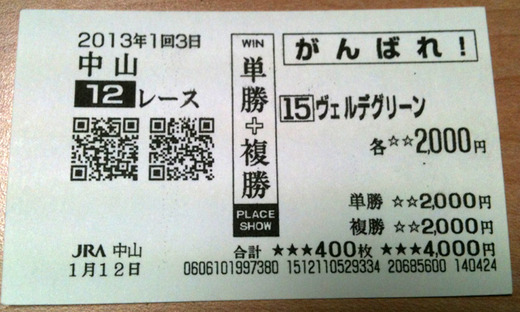 ヴェルデグリーン単複馬券
