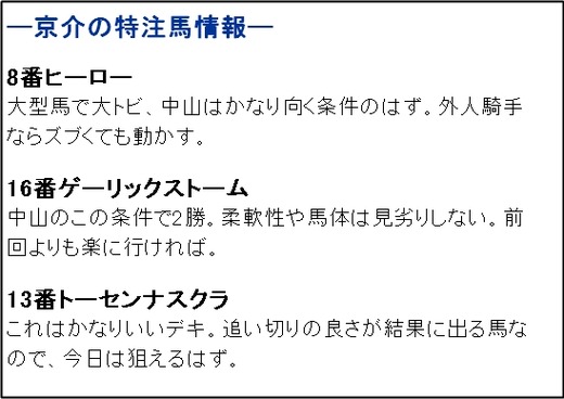 ガチンコ特注馬_日曜中山12R
