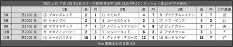 2021.3.20 中京 2回 3日目 Aコース使用