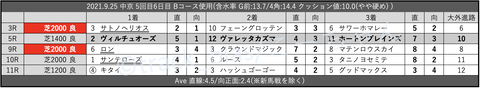 2021.9.25 中京 5回目6日目 Bコース使用