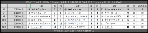2020.12.13 中京 3回目4日目 Aコース使用