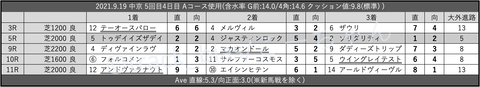 2021.9.19 中京 5回目4日目 Aコース使用