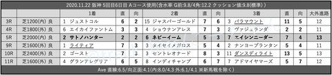 2020.11.22 阪神 5回目6日目 Aコース使用