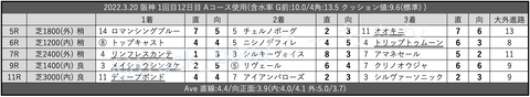 2022.3.20 阪神 1回目12日目 Aコース使用