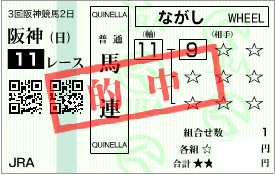0608阪神11R馬連1点決め加重