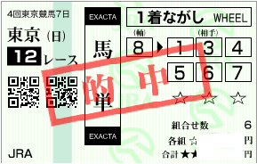 1026東京12R鉄板軸馬単加重