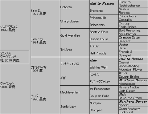 ヴァイトブリック5代血統表