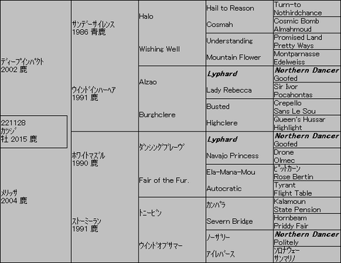 カツジ5代血統表
