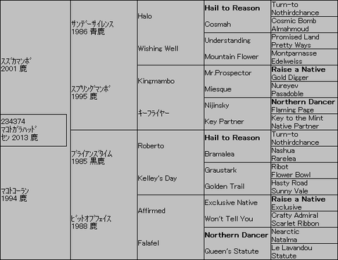 マコトガラハッド5代血統表