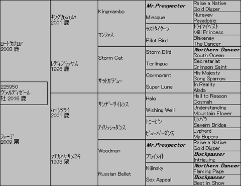 ヴァルディゼール5代血統表