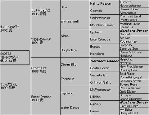 フローレスマジック5代血統表
