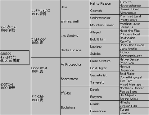 キュールエサクラ5代血統表