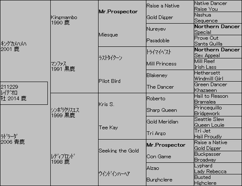 レイデオロ５代血統表