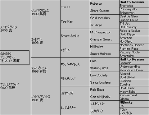 プリンスリターン5代血統表