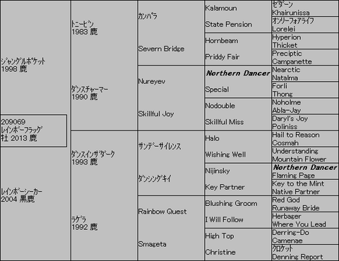 レインボーフラッグ5代血統表