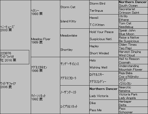 ワイドファラオ5代血統表