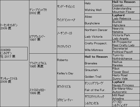 ヒシタイザン5代血統表