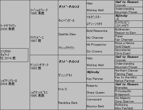 ミエノサクシード5代血統表