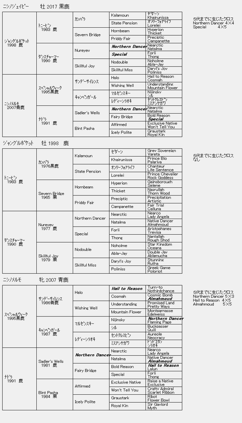 ニシノジェイピー6代血統表