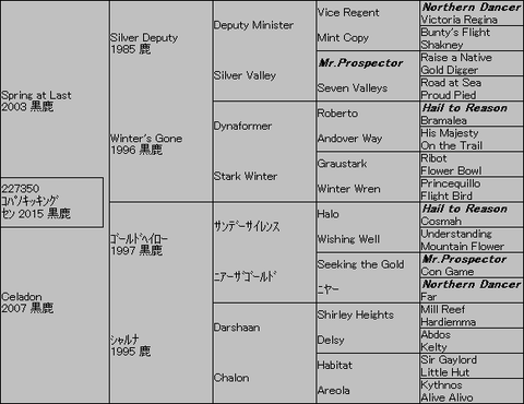 コパノキッキング5代血統表