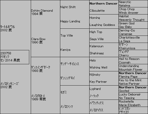 ﾄﾘｵﾝﾌ５代血統表