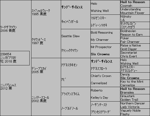 ニシノガブリヨリ5代血統表