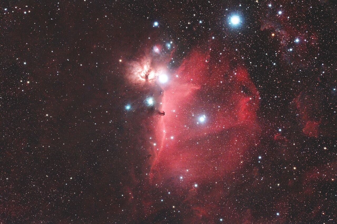 オリオン座の馬頭星雲 Ic434 付近の散光星雲 のぼうの星