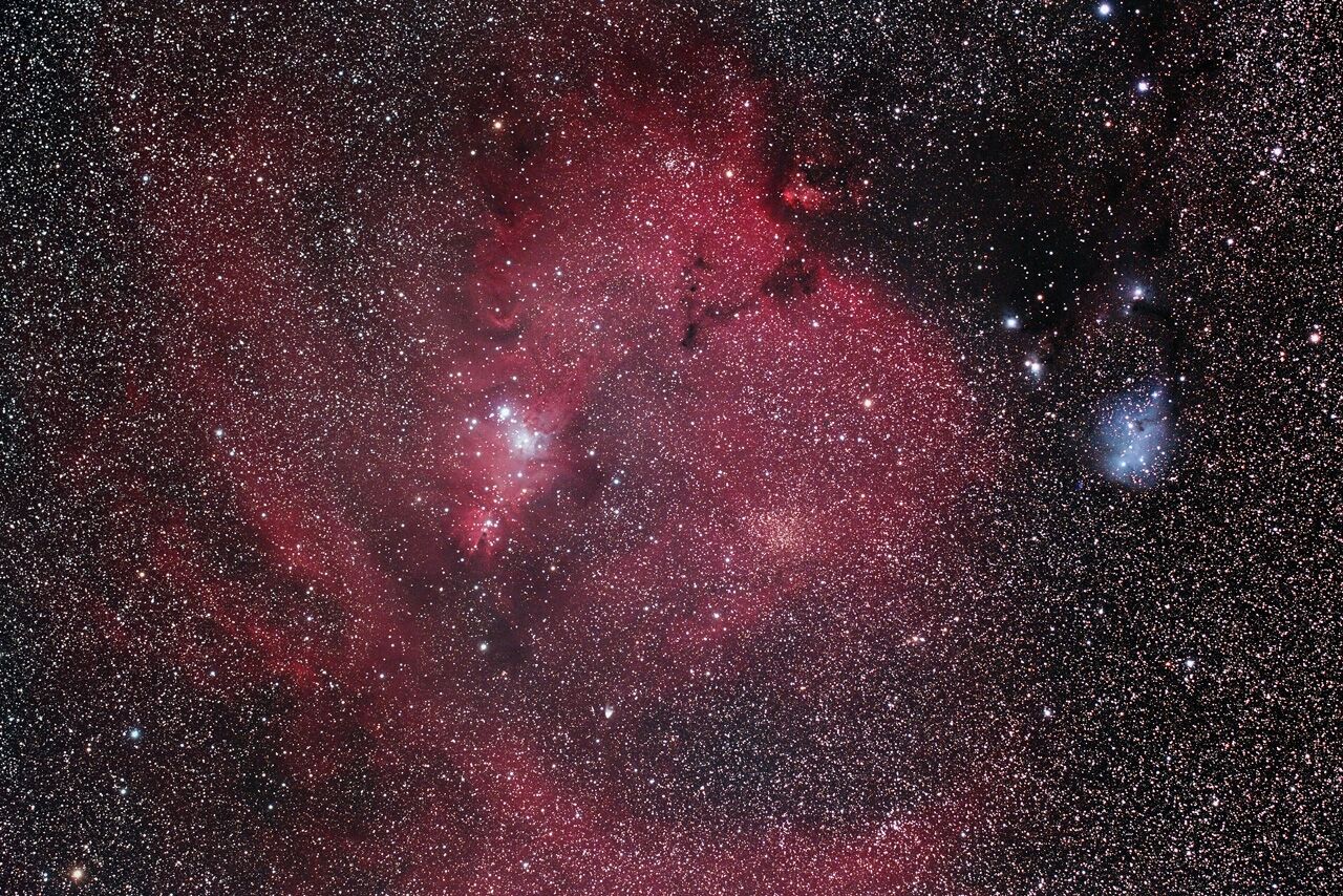 いっかくじゅう座のクリスマス星団とコーン星雲 カタツムリ星雲 のぼうの星 いっかくじゅう座のクリスマス星団とコーン星雲 カタツムリ星雲 のぼうの星