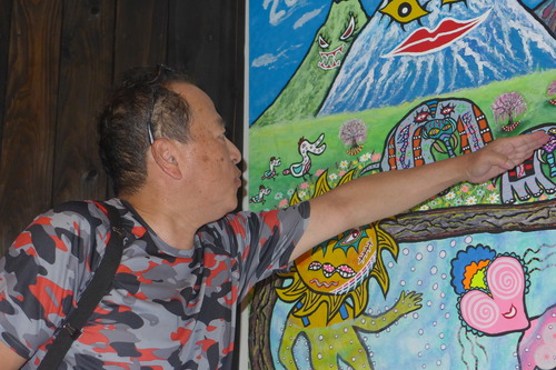 20250914（日）長湯温泉のラムネ温泉館に開館20周年記念を記念する霧隠竜之介作品が贈呈展示されています！