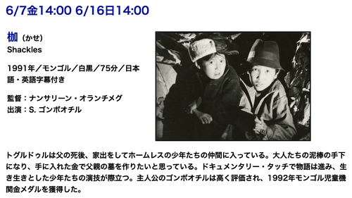 水無月６月、こころの衣替えを映画鑑賞で推し進めていく（3）枷（かせ）モンゴル女性監督によるウランバートル（モンゴル）の少年哀悼歌
