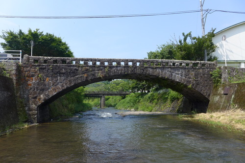 20250705竹田総合学院門前に位置する石造「まどころばし」政所橋は1932（昭和7）年4月築造！