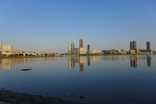 20250801香椎浜、朝から夏日差しが眺望解像度を上げていく！
