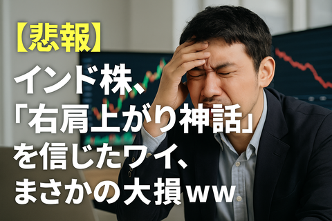 【悲報】インド株、“右肩上がり神話”を信じたワイ、まさかの大損ｗｗ