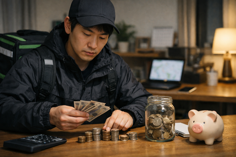 【悲報】ワイUber配達員、1日3件1500円だけ貯金する謎ルールを始めた結果ｗｗｗ